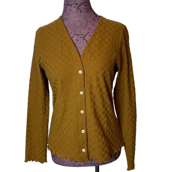 Madewell Sz M Checkerboard Brown Cardigan Sweater - Picture 1 of 6